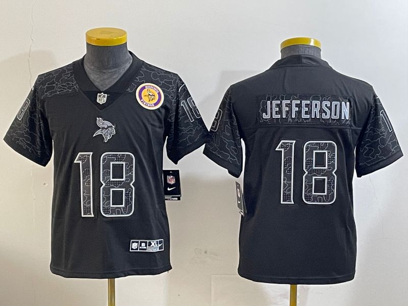 Youth 2025 Minnesota Vikings #18 Jefferson black Nike Limited NFL Jersey style 02